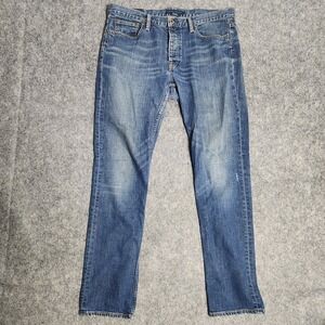 Ralph Lauren VTG Thompson Jeans Men 32x32 Blue Button Fly Distressed Relaxed Fit